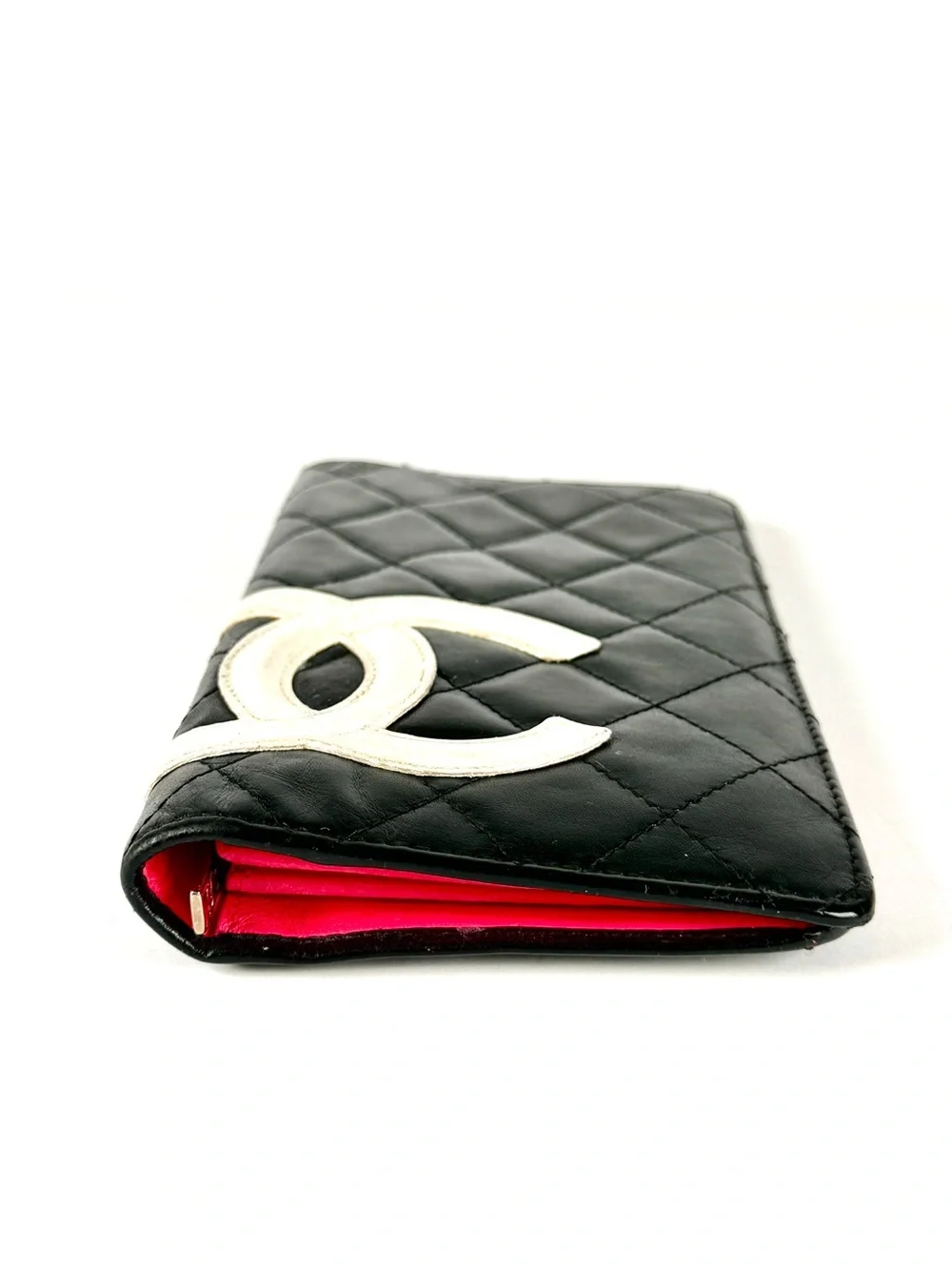 CHANEL Cambon Ligne Black Quilted Lambskin Long Bifold Wallet Full Inclusion